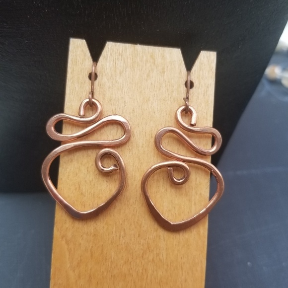 Handcrafted Copper Earrings - Picture 3 of 4